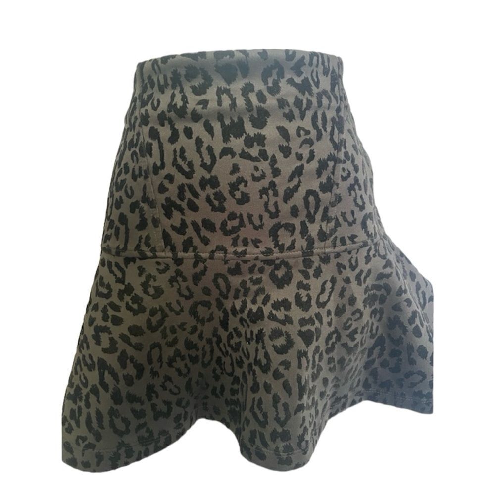 Forever 21 Velvet Burnout Black Cheetah Skater Skirt Women’s Size Large Y2K